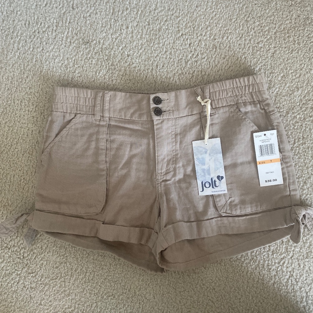 Tan shorts with tie
